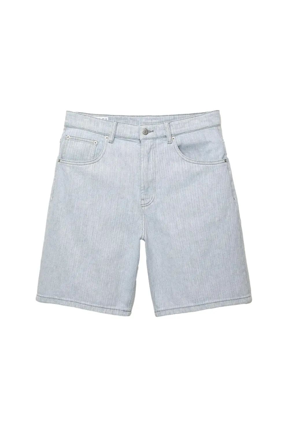 Baggy textured denim Bermuda shorts