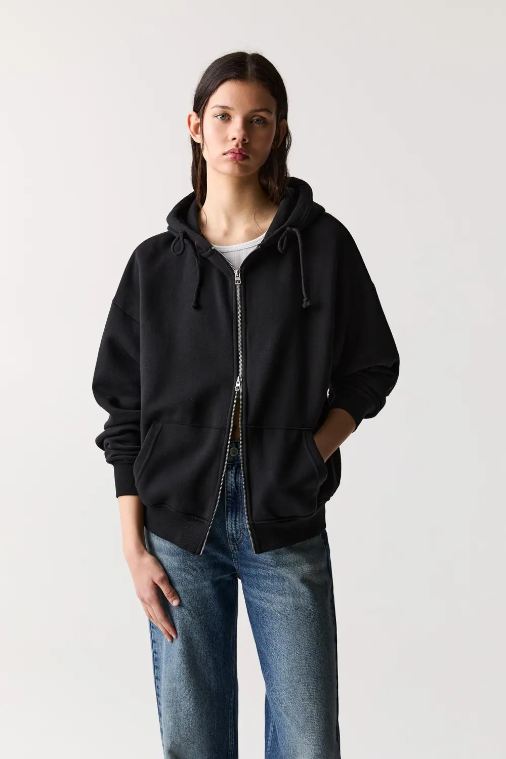 Sudadera oversize capucha cremallera
