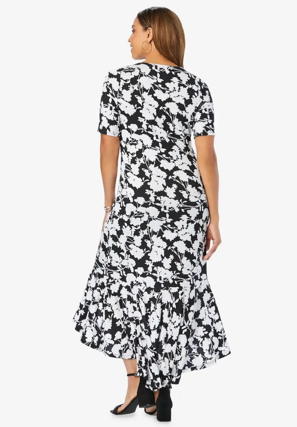 Stretch Knit Flounce Hem Maxi Dress