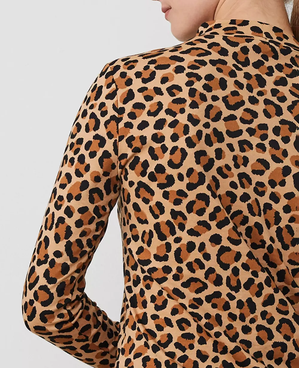Animal Print Mock Neck Top