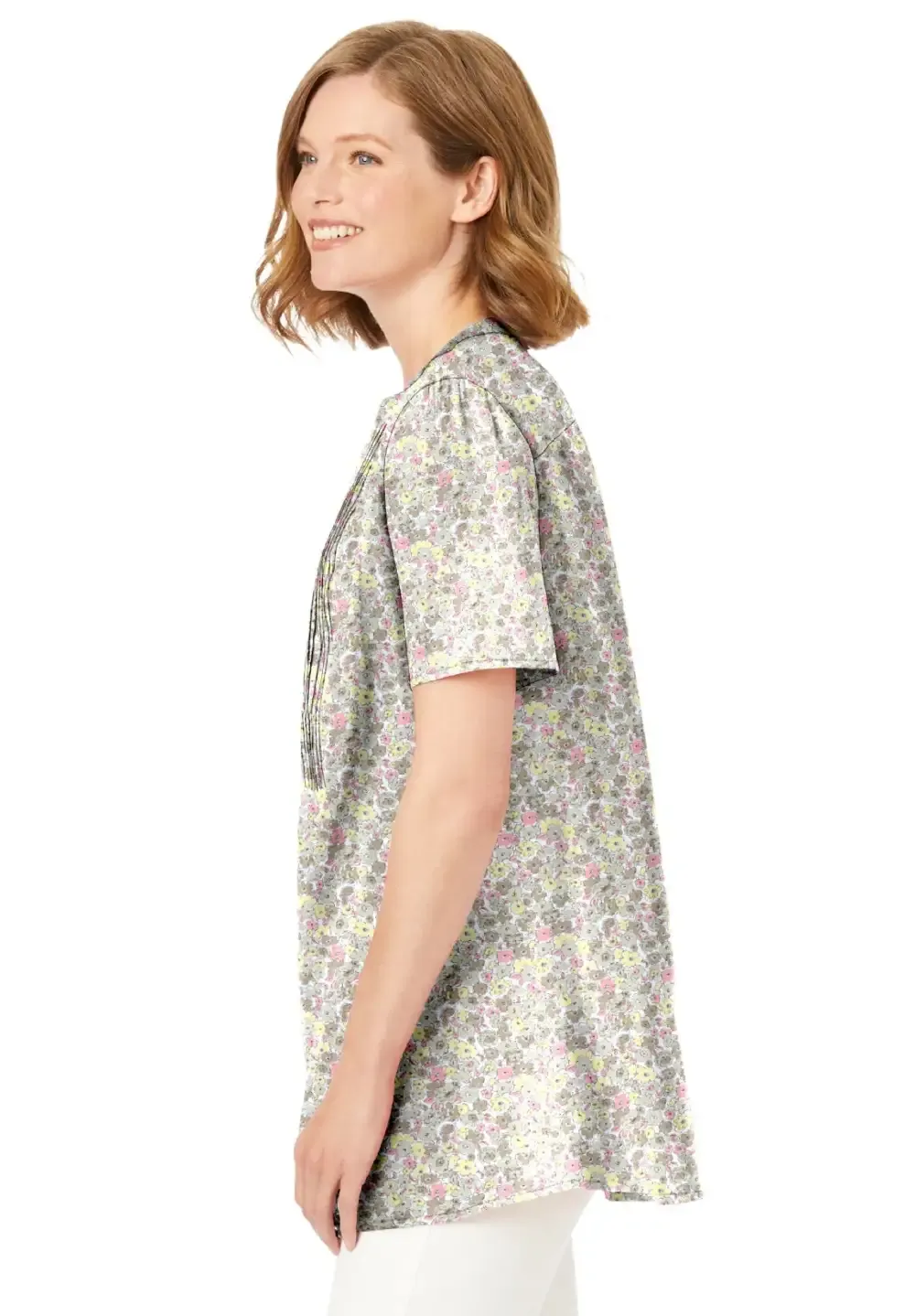 Pintucked Half-Button Tunic