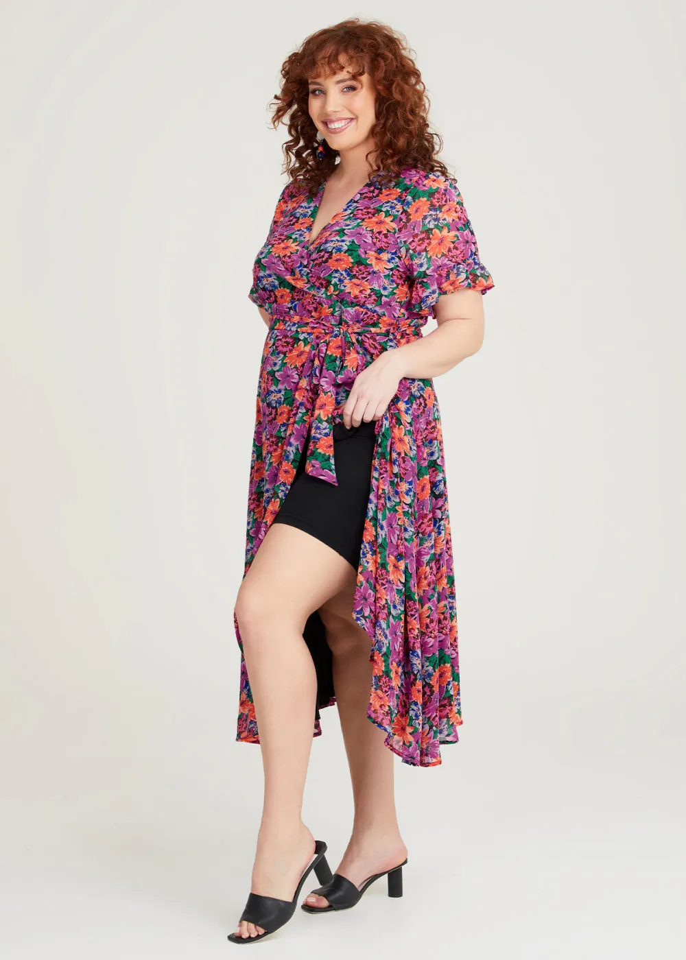 Ditsy Floral Chiffon Wrap Dress