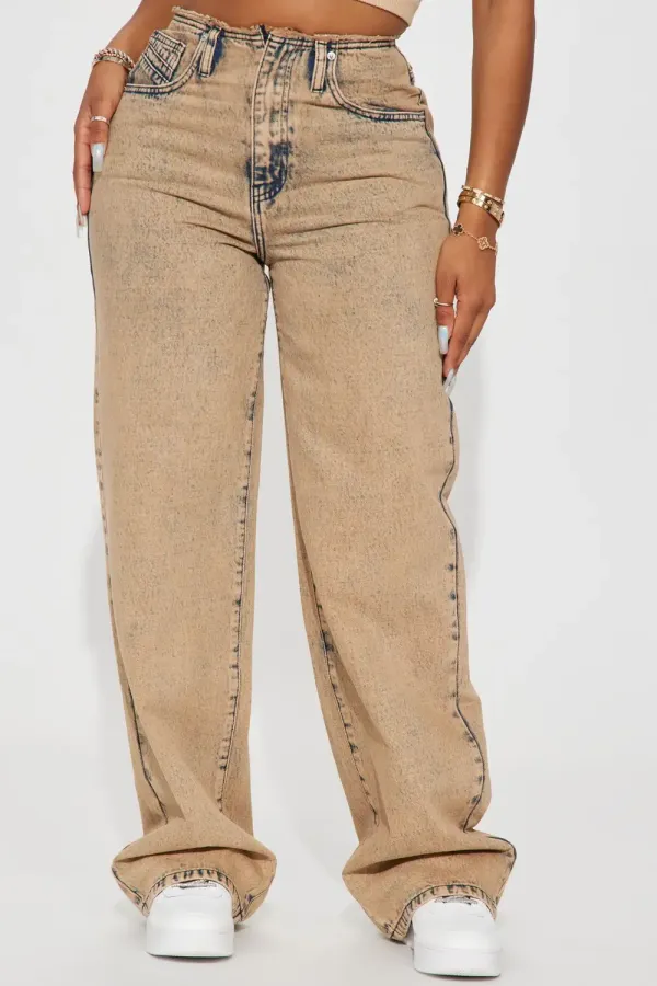 Coffee Break Straight Leg Jeans - Mocha
