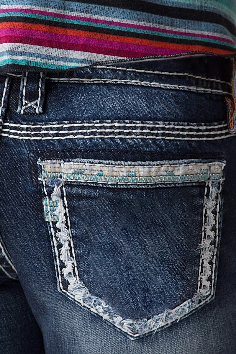 Ripped Roll Hem Wash Stretchy Low Waist Capri Jeans
