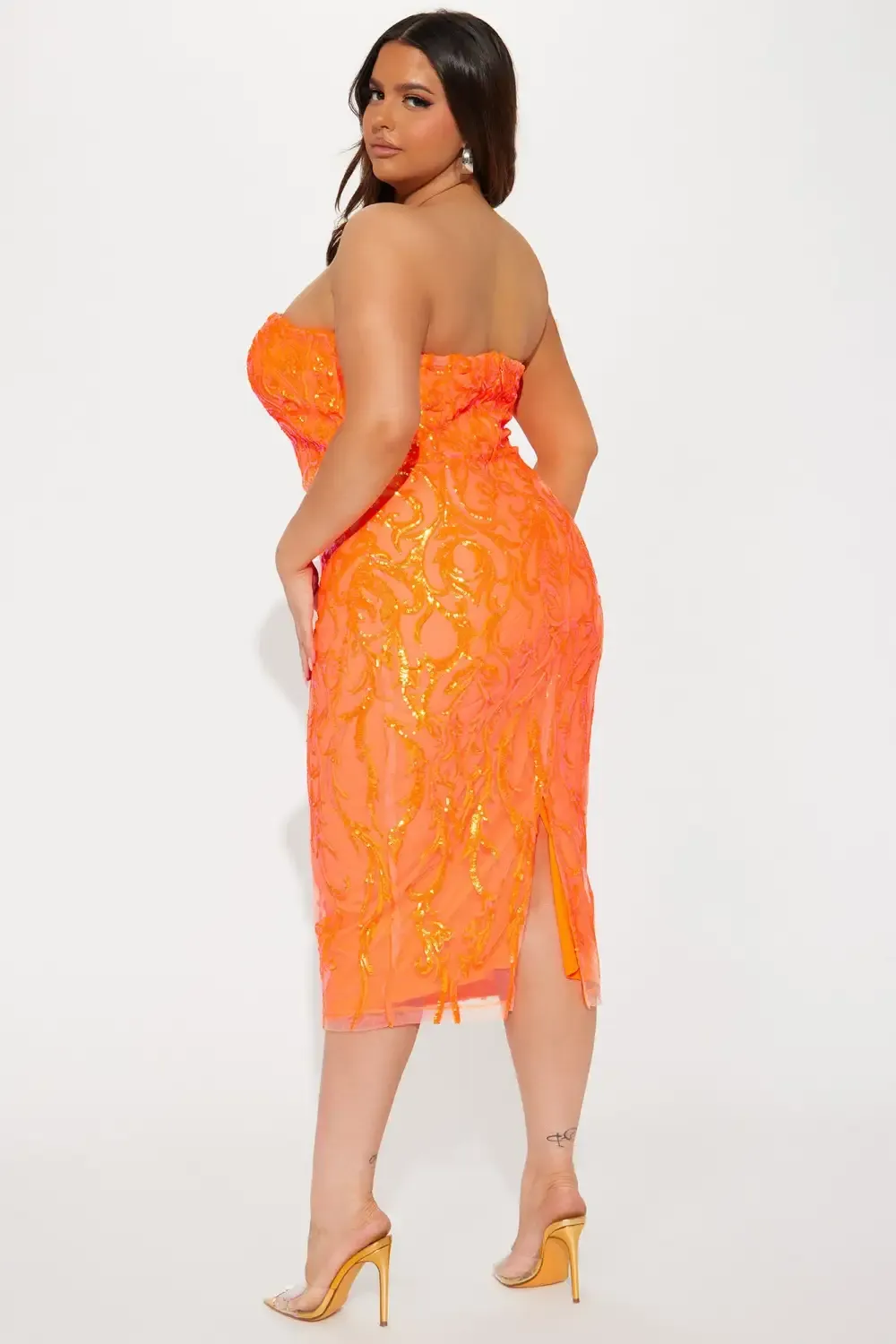 Tifany Sequin Midi Dress - Orange