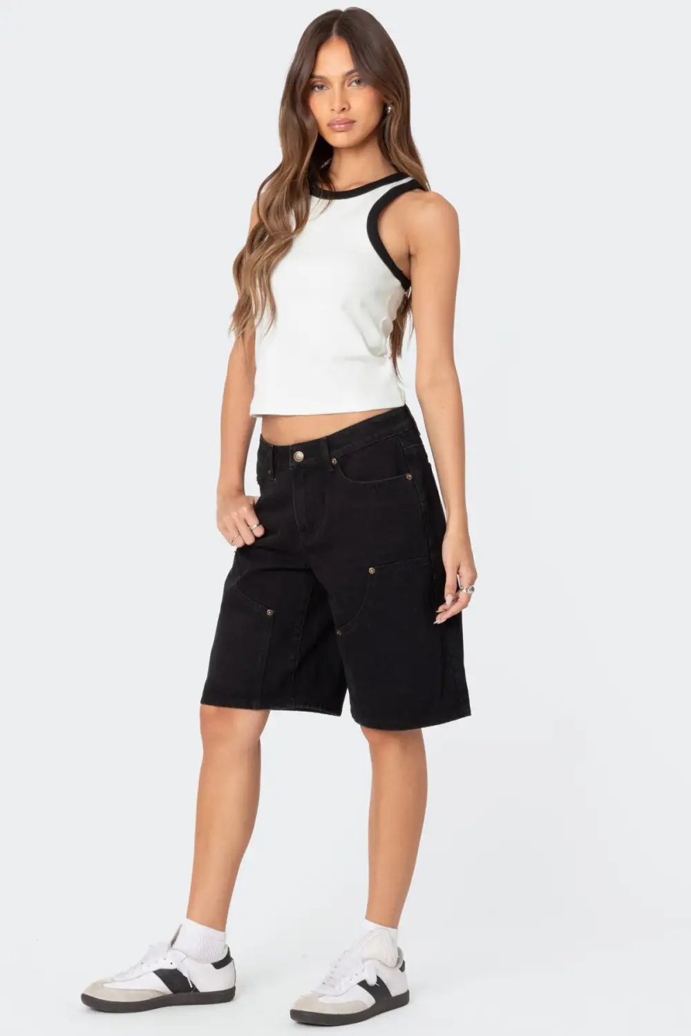 Jacqui Low Rise Denim Bermuda Shorts