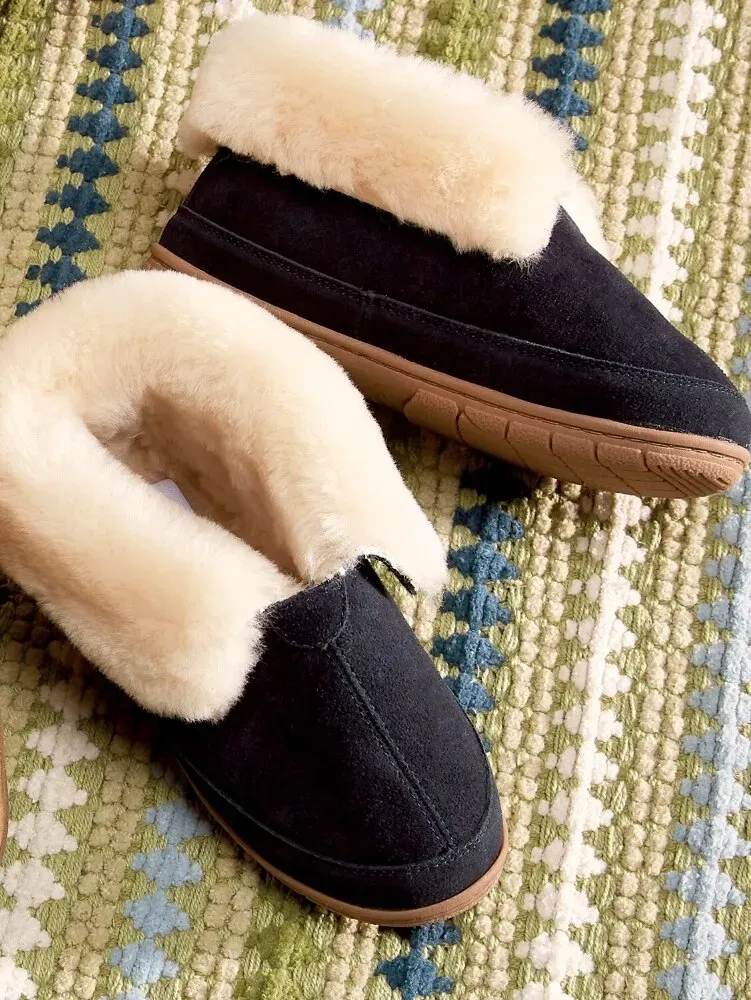 Women's Sheepskin Cuffed Bootie Slippers