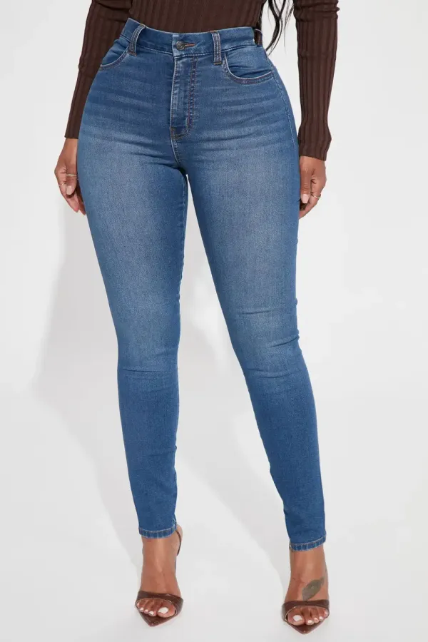 So Seamless Stretch Skinny Jeans - Medium Blue Wash