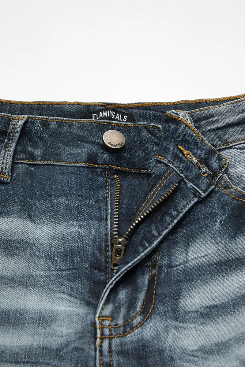 Ripped Wash Roll Hem High Waist Capri Jeans