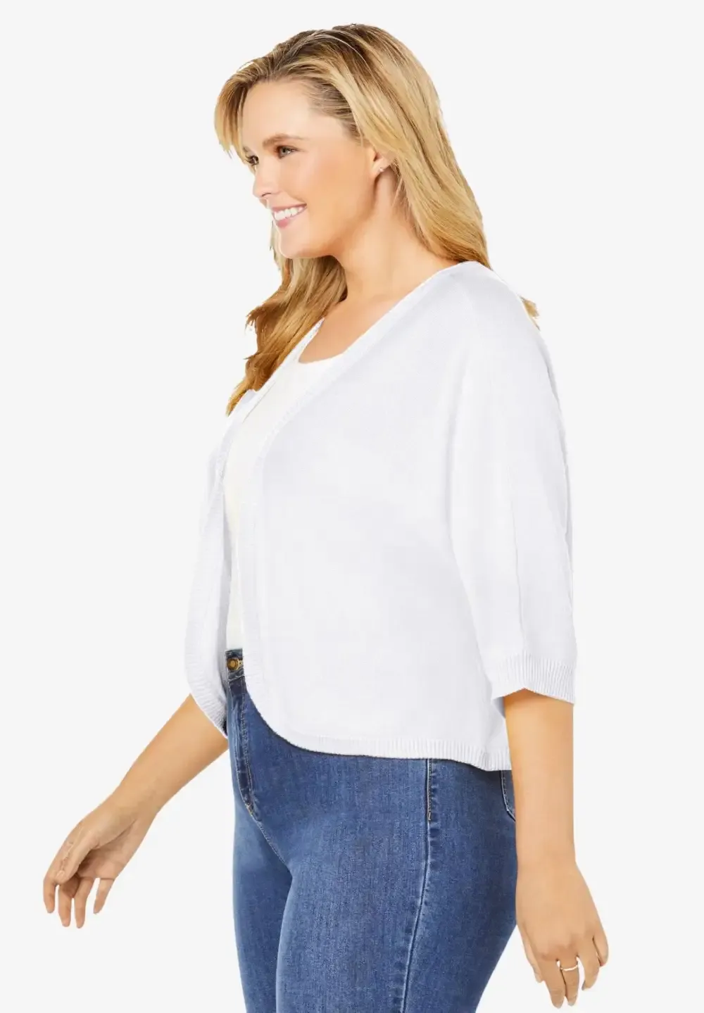 Rib Trim Cardigan Shrug
