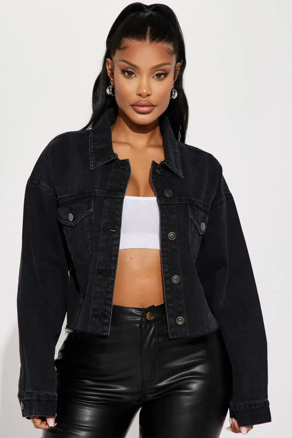 No Nonsense Detachable Hood Denim Jacket - Black Wash