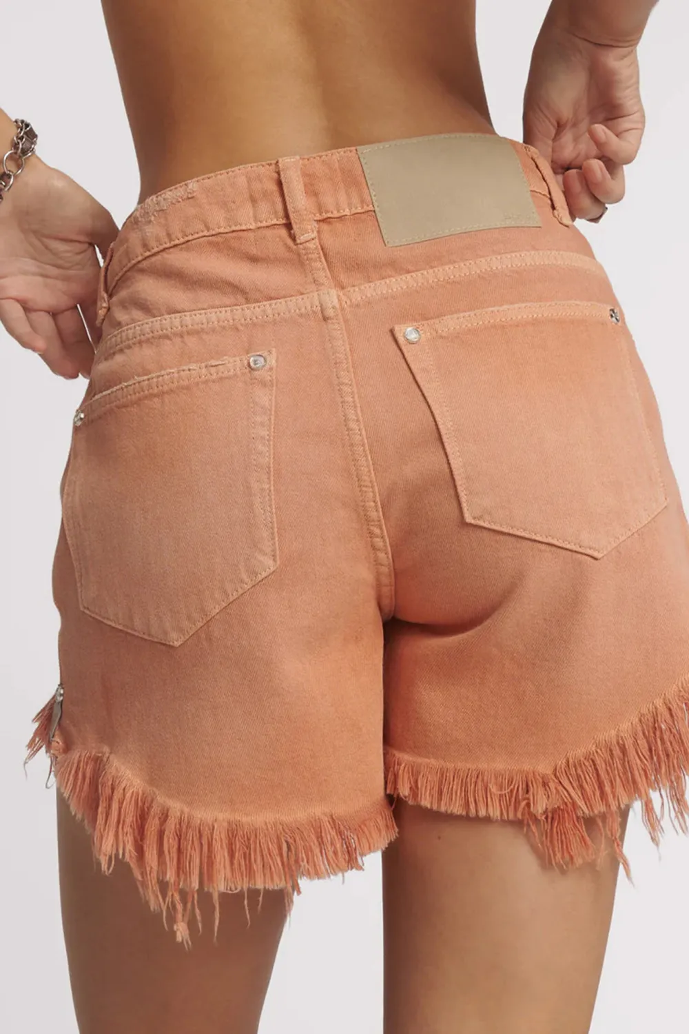 All-Match Daily Wool-Edged Slim-Fit Orange Shorts