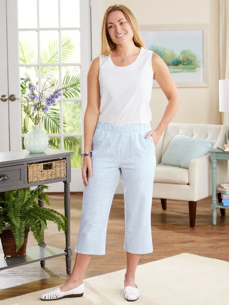 Women's Fresh Stripe Pull-On Capri Pants