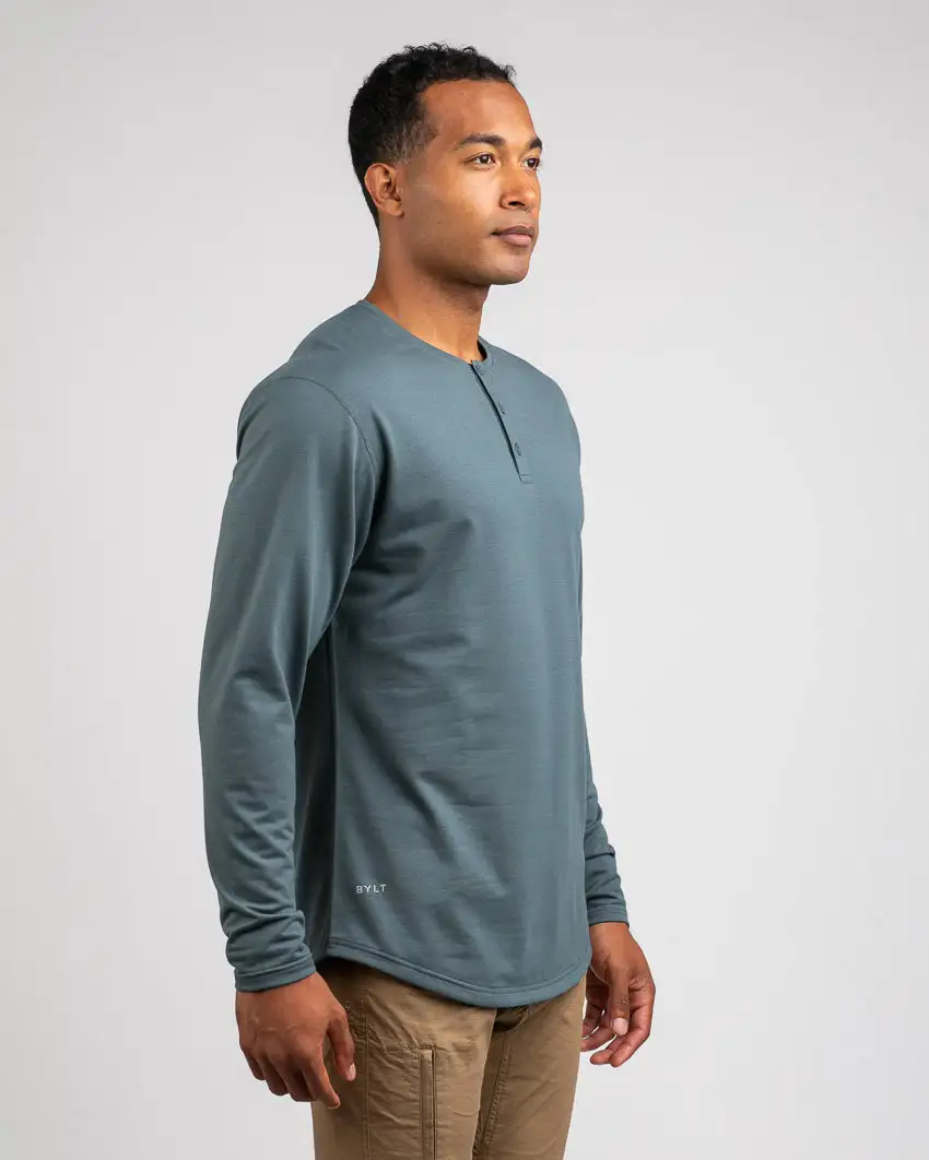 Henley Drop-Cut Long Sleeve: Bylt Signature