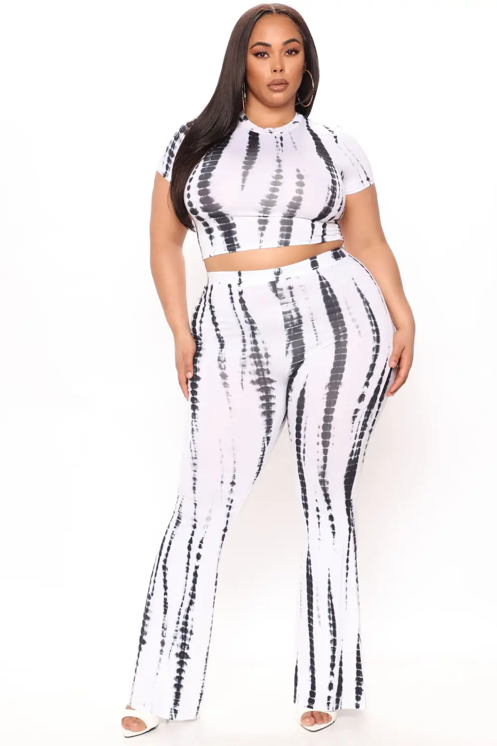 Jazmin Tie Dye Pant Set 33 - White/Black