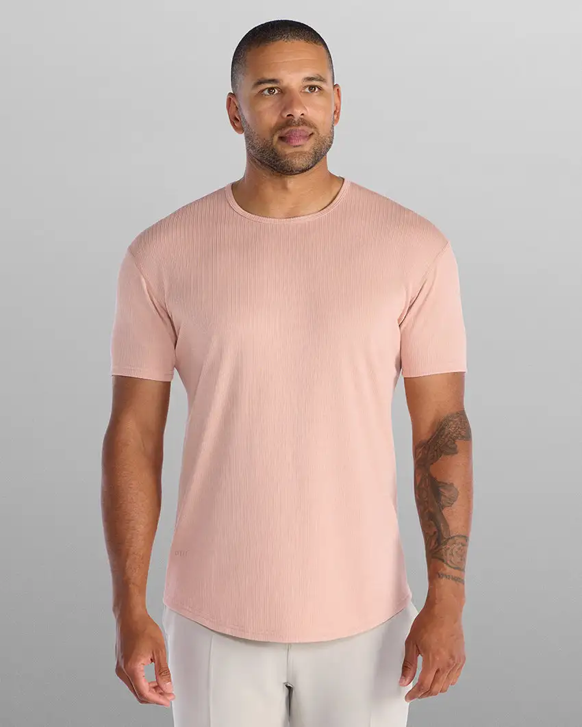 Ribbed Short Sleeve Drop-Cut