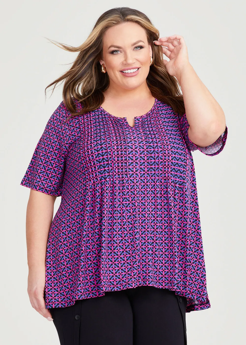 Multi Geo Pintuck Top