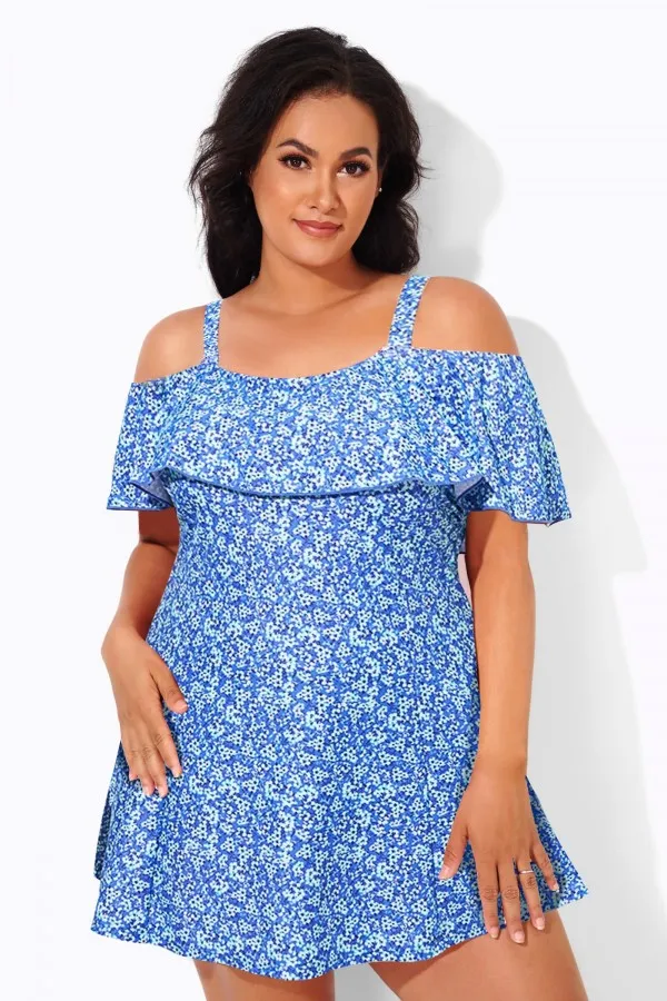 Solid Black Adjustable Straps Women Swimdress