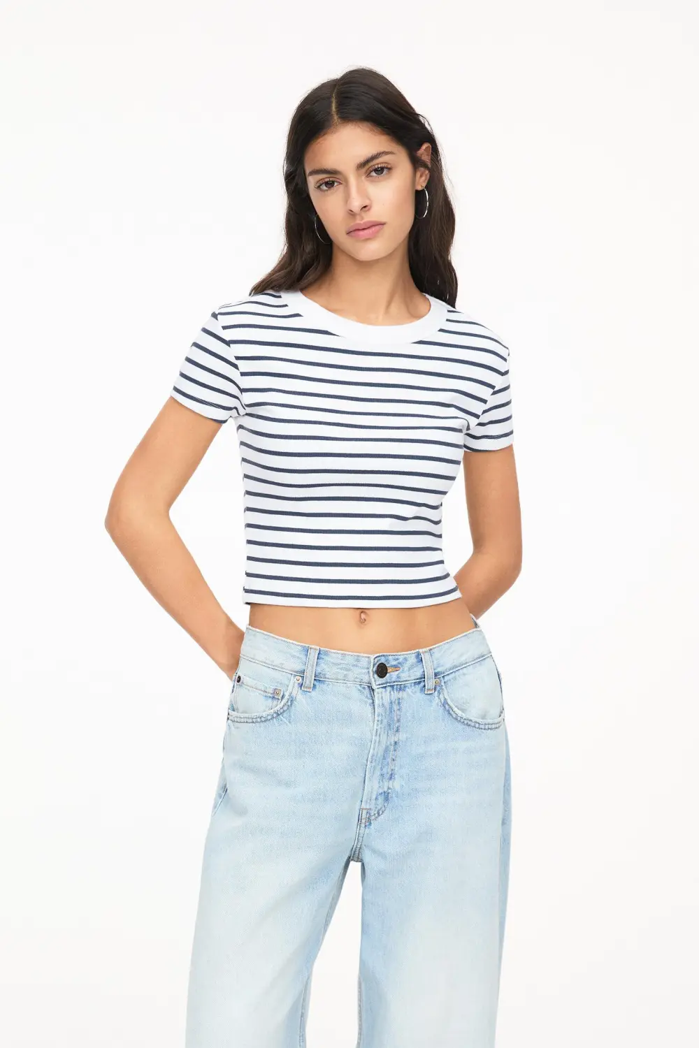 Camiseta cropped canalé