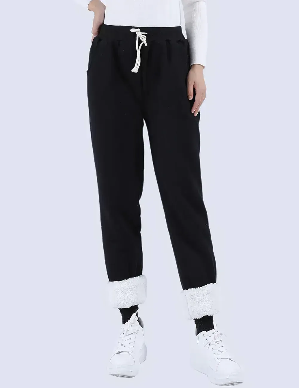 Women's Winter Warm Athletic Sweatpants Sherpa Lined Joggers Fleece Pants