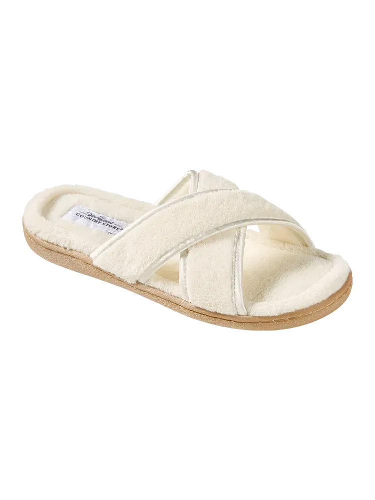 Women's Cross-Strap Terry Slide Slippers