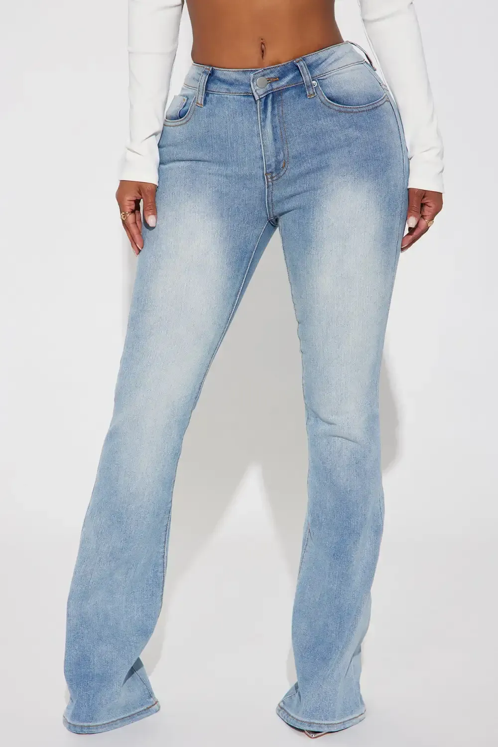 Tatted Y2K Bootcut Jeans - Light Blue