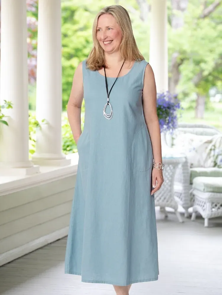 Easy Comfort Linen/Rayon Sleeveless Popover Dress