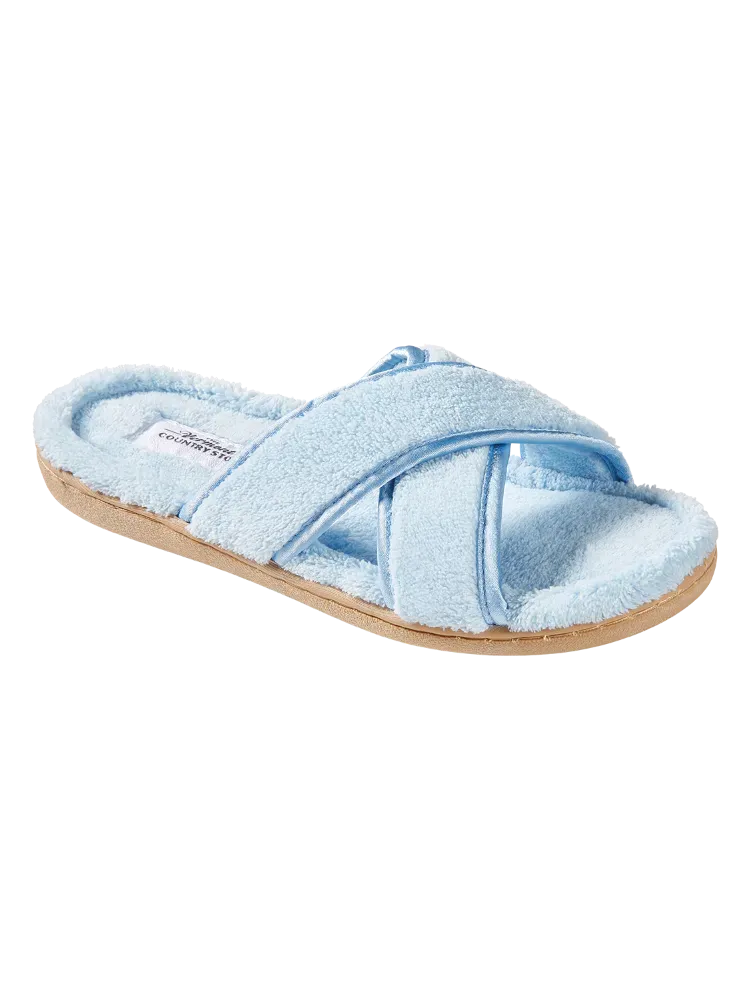 Women's Cross-Strap Terry Slide Slippers
