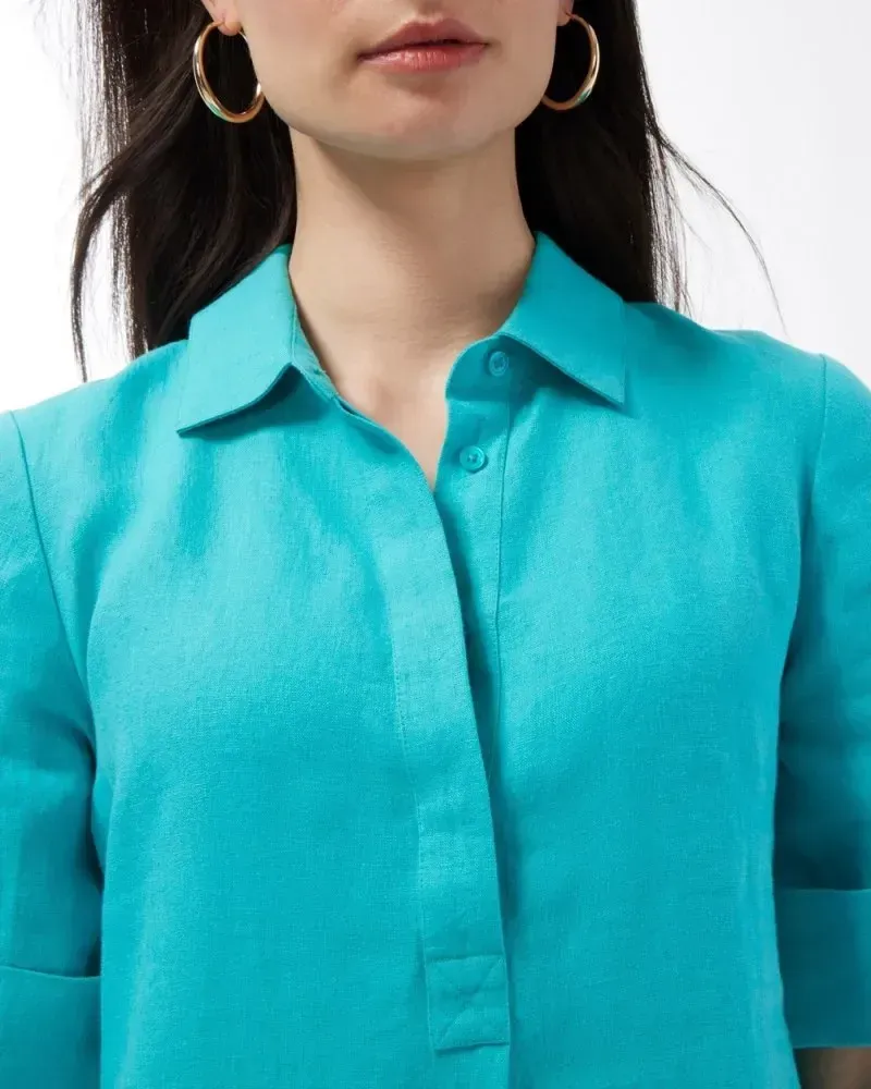 Linen Popover Dress Azalea Cherry