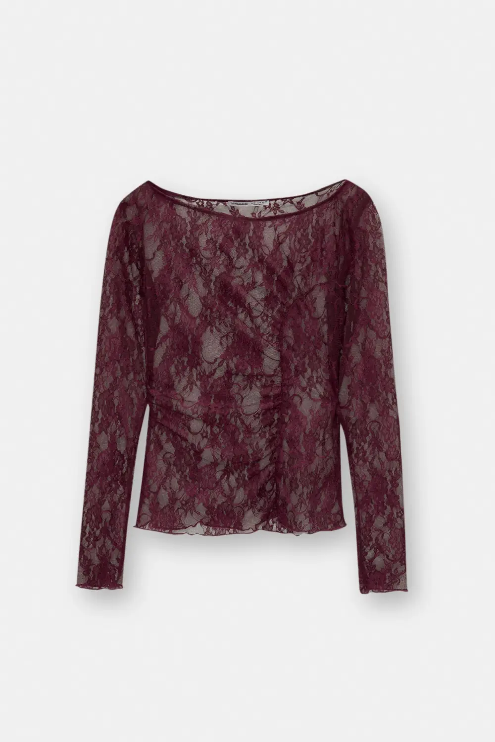 Lace top with gathered detail