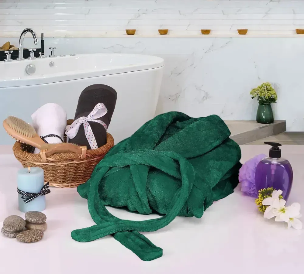 Women Fleece Shawl Collar Bathrobe - Plush Long Robe