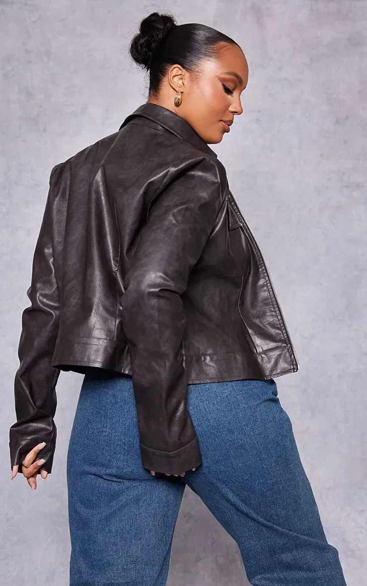 Washed Black Cargo Zip Up Jacket