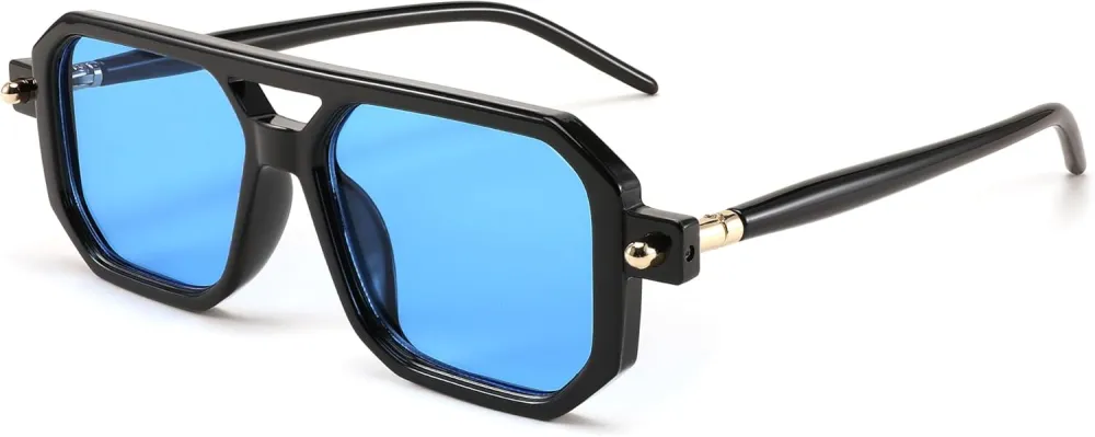 FEISEDY Vintage Square 70s Flat Aviator Sunglasses Women Men Classic Retro Stylish Frame UV400 Sunglasses B2622