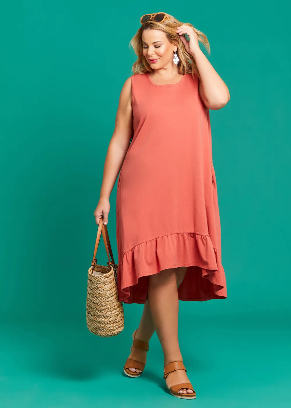 Cotton Sleeveless Tiered Dress