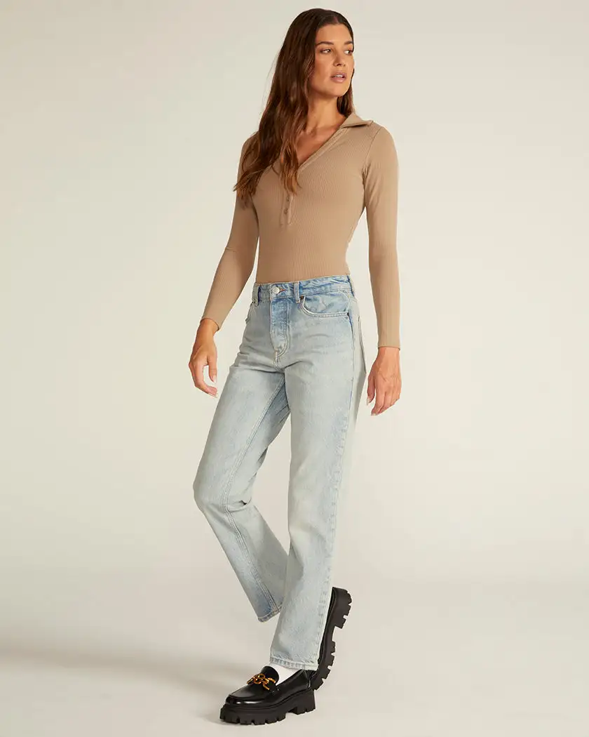 Rib Collar Long Sleeve Bodysuit