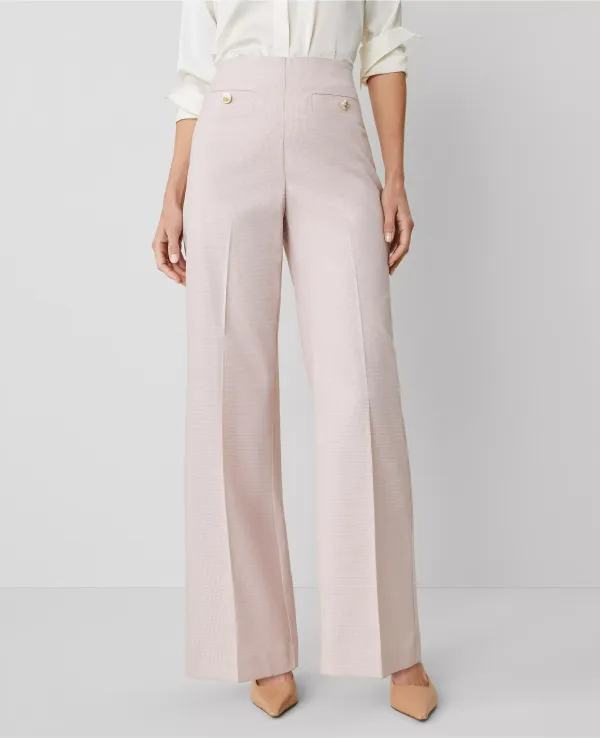 The Button Trim Sailor Wide-Leg Pant in Houndstooth