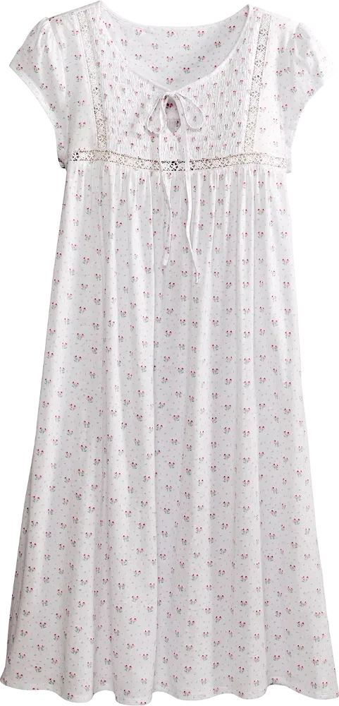 Eileen West Smocked Sweetheart Nightgown