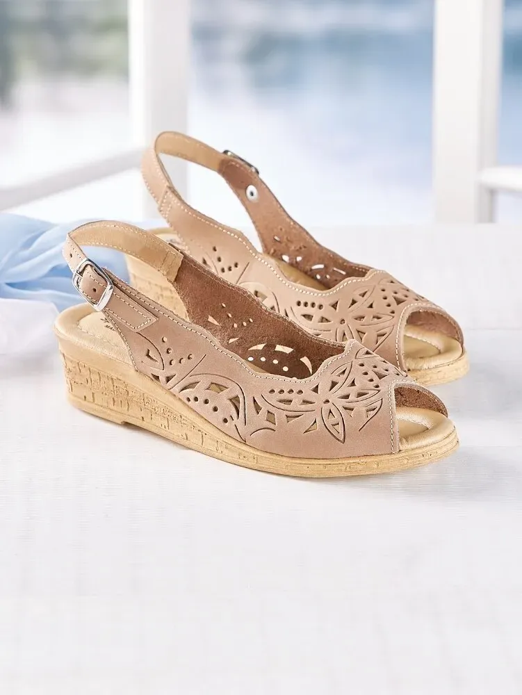 Women's Leather Cutwork Slingbacks