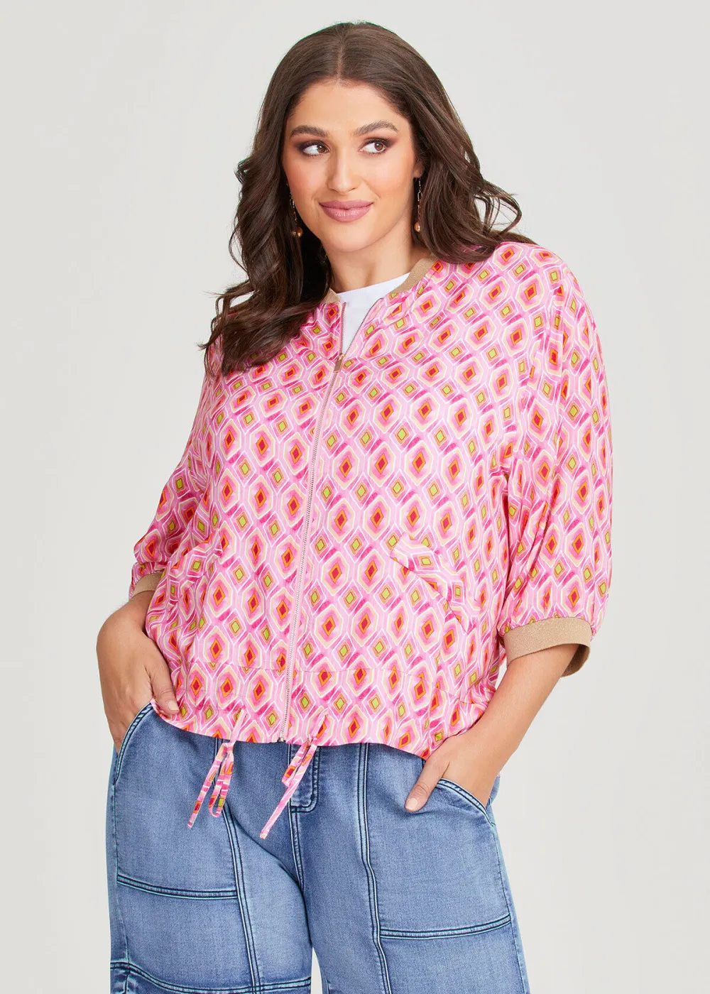 Natural Geo Print Bomber