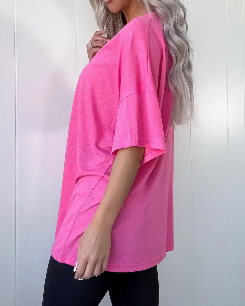 Edge V-Neck Tee - Barbie Pink