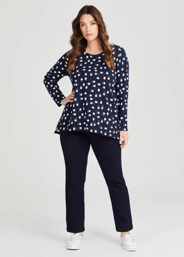 Cotton Brushstroke Print Top