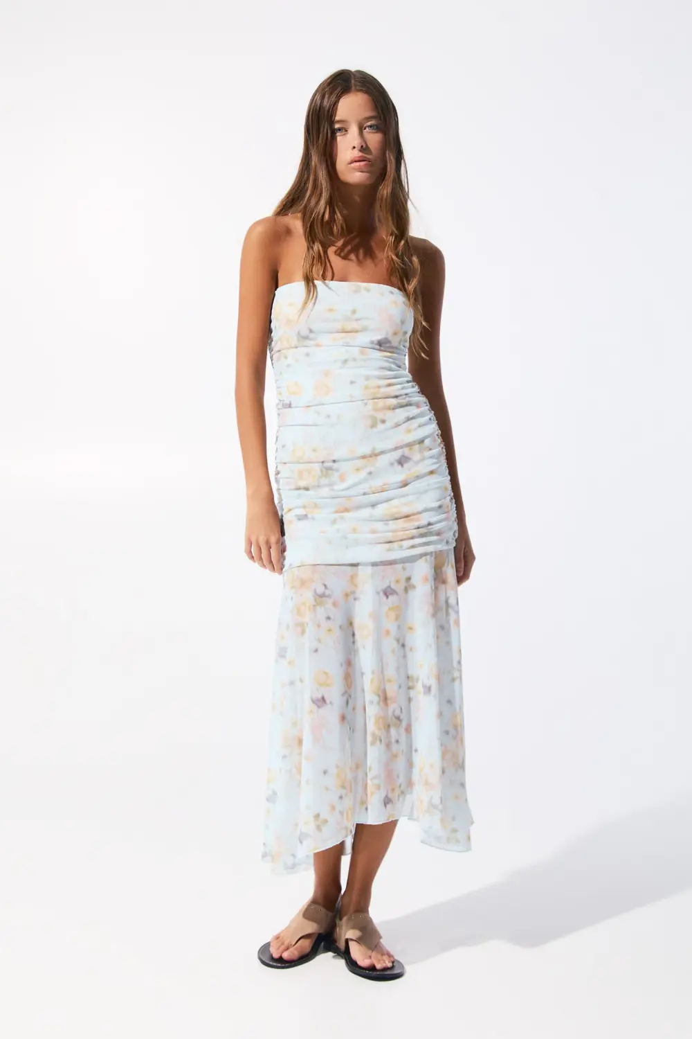 Vestido midi tul flores