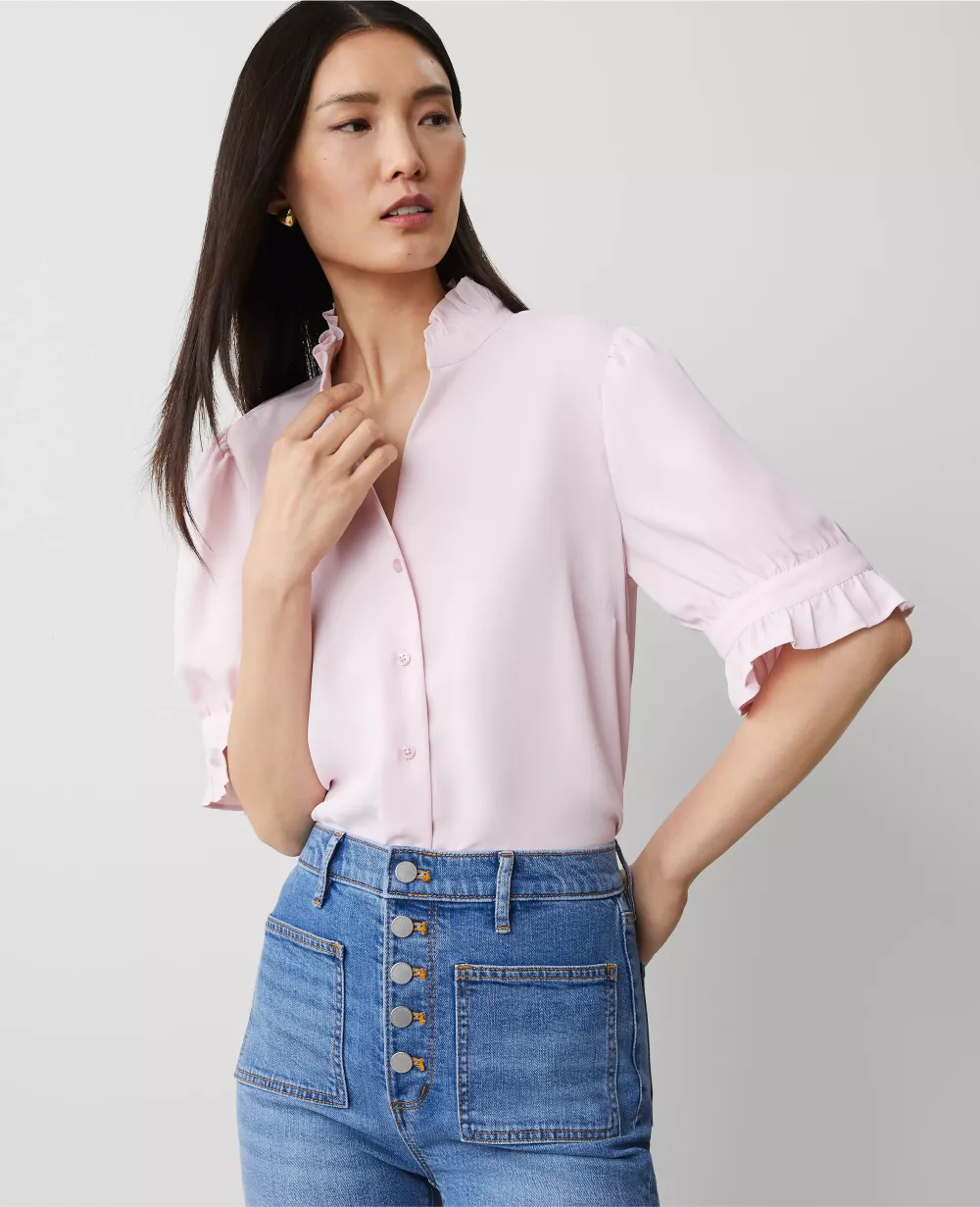 Silky Ruffle Collar Blouse