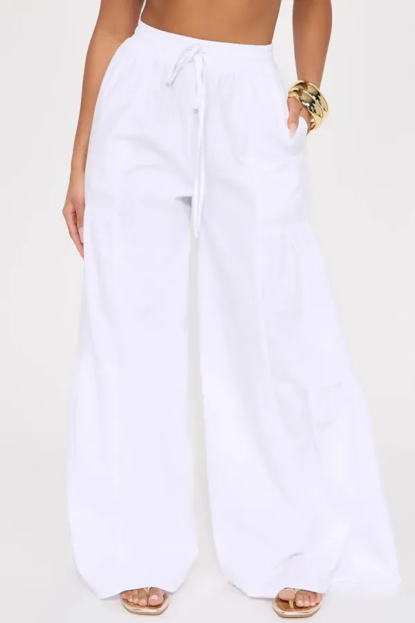 Sandra Linen Wide Leg Pant - White
