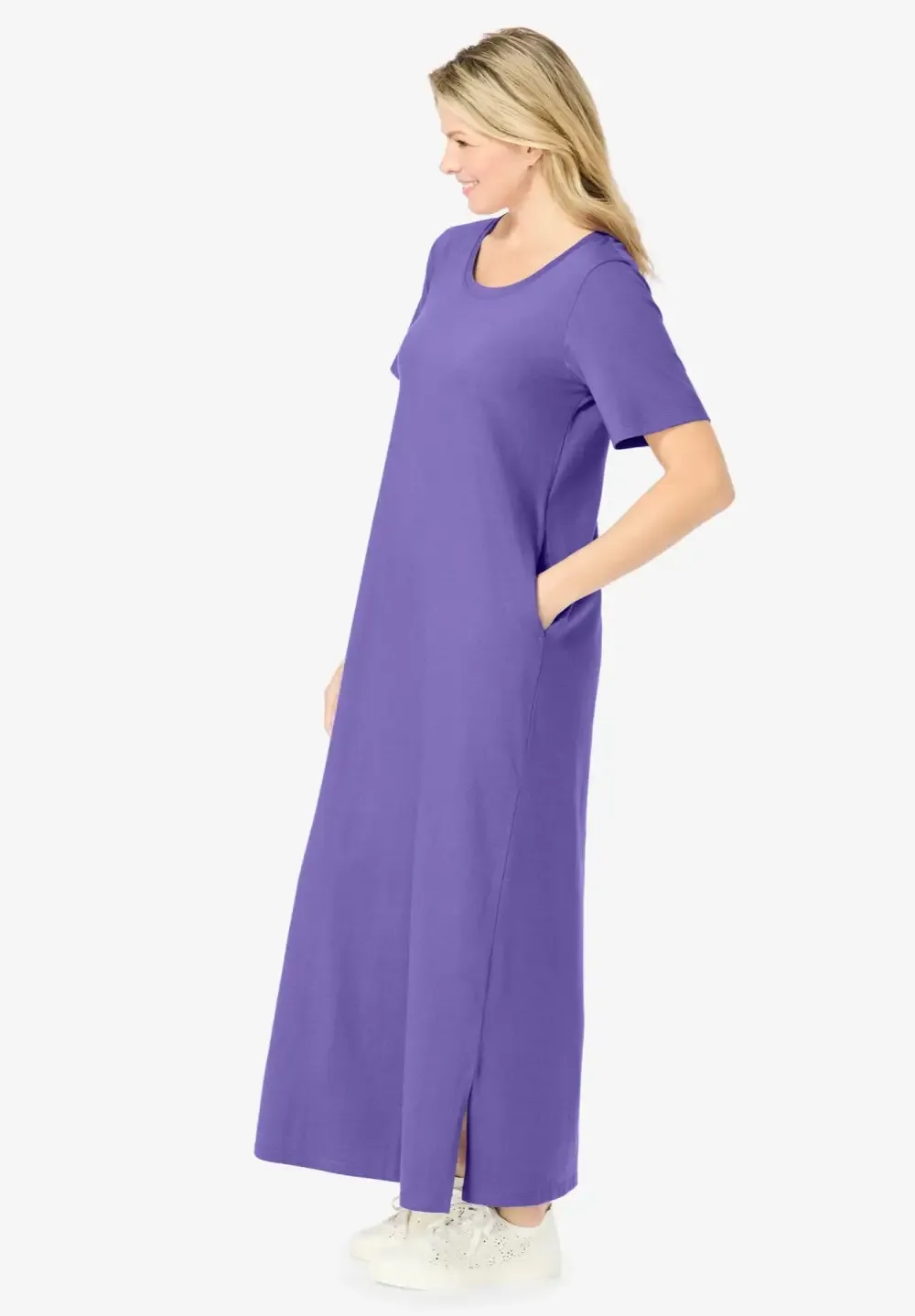 Perfect Short-Sleeve Scoopneck Maxi Tee Dress