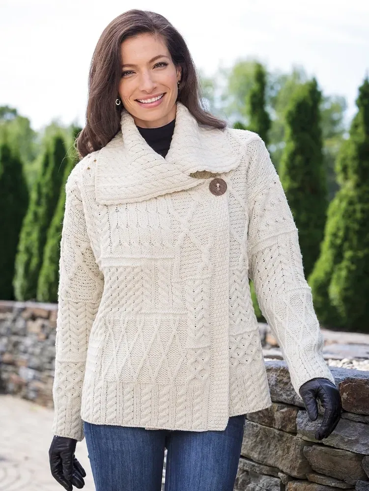 Women's Irish Wool Asymmetrical Cardigan