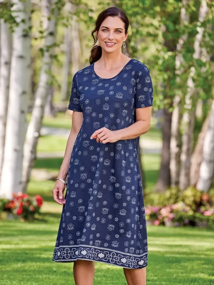 Bandana Print Cotton Knit T-Shirt Dress