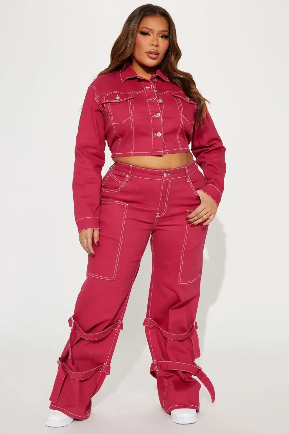 In My Memories Stretch Straight Leg Jeans - Raspberry