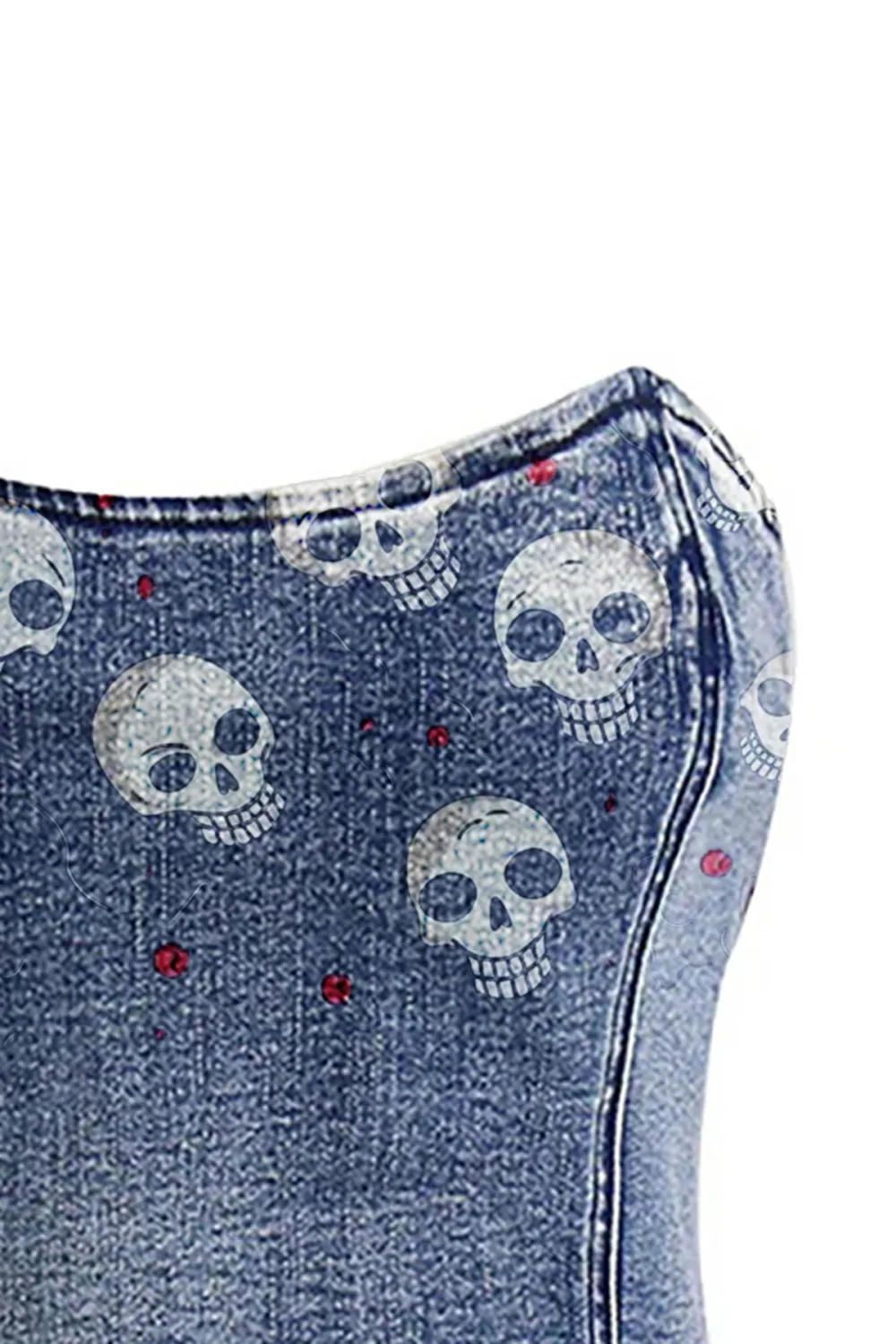 Vintage Style Sweetheart Neck Bustier Slim Fit Cropped Denim Tube Top