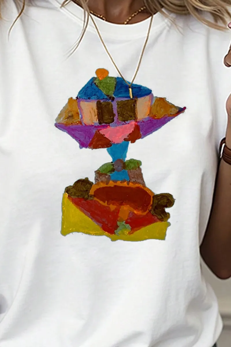 Charity Oil Paintings by Children Round Neck Short Sleeve T-Shirt